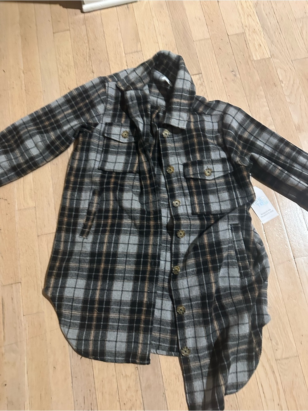 NWT Plaid Button-Up Jacket - Gray & Black